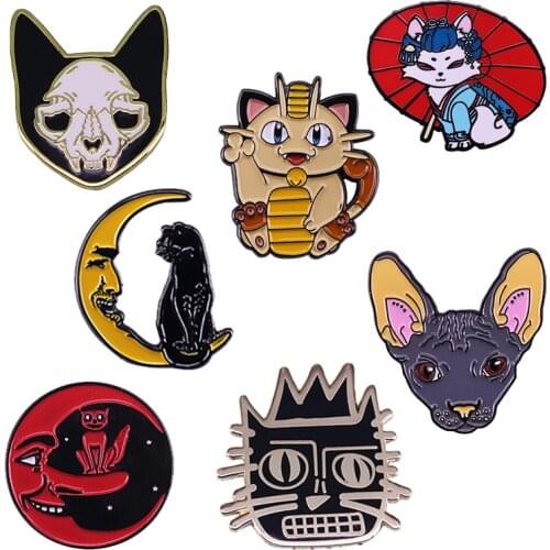 Quirky cats collection pin gothic horror felid badge halloween fantasy gift