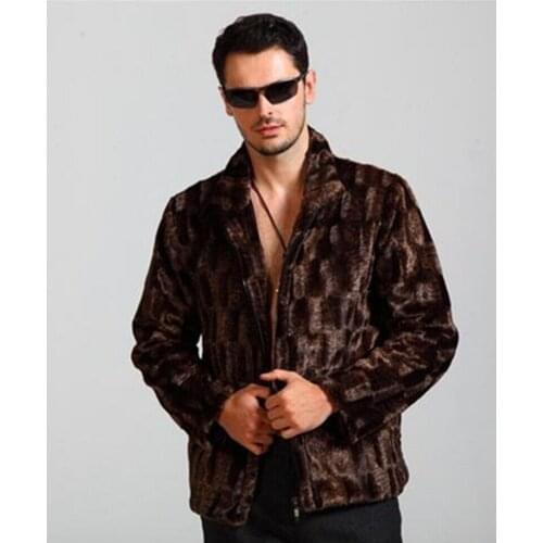 New slim style mens short stand-up collar jacket fashion thickening imitation mink coat fashion winter