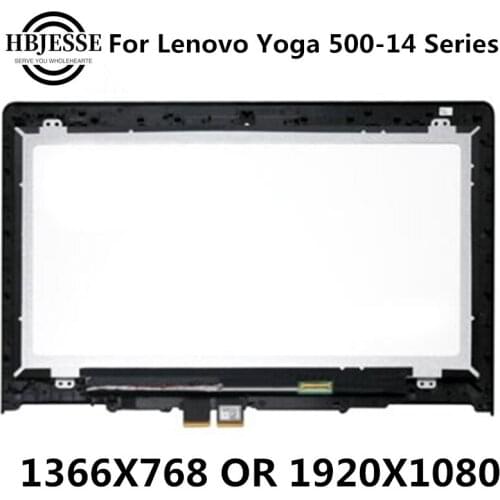 Original 14'' LCD Touch Screen Digitizer with Frame FHD 1080P Laptop Assembly For Lenovo Yoga 500-14IBD 80N4 80N5 500-14ISK 80R5