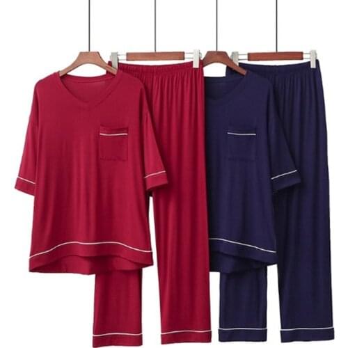 Spring autumn pajamas women modal cotton sleepwear pijama set v-neck ladies nightwear suit pyjama femme loose home clothes