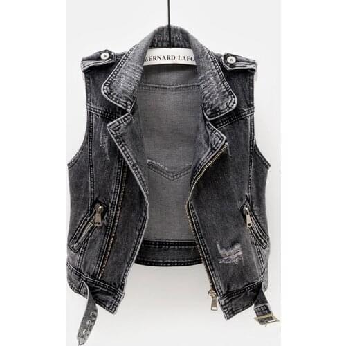 4XL Plus size Loose Denim Vest Women Short Waistcoat Korean Black Gray Blue Sleeveless Jacket Autumn Vintage Jeans Vest Female