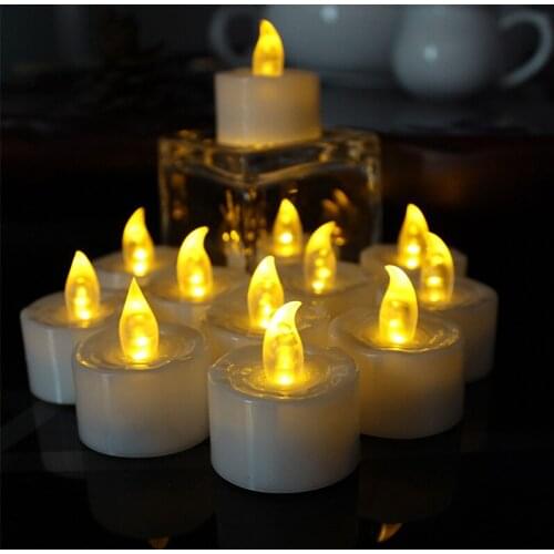 Battery Operated LED Yellow Tea Light Candle Flickering Flashing Flameless Candles For Wedding Christmas Party Halloween