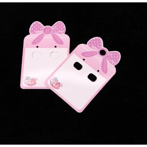 Pink Bow 100Pcs/lot 5*8cm Jewelry Earring Chains Ear Studs Hanging Cards Round Earrings Clip Card Packaging Display