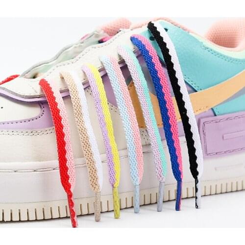 1 Pair Two-color Flat Shoelaces Off Sneaker White Shoe Laces Precision Weaving For AF1 Shoelace Casual Shoes Accessories BC-4