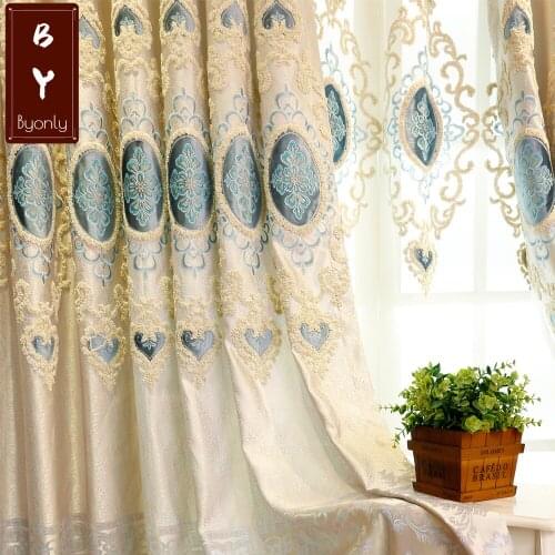 Embroidered Curtains for Living Dining Room Bedroom High-class European-style Luxury Villa Finished Curtains Drapes Window 50