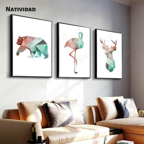 Modern Abstract Geometric Wall Art Canvas Animal Painting Simple Bedroom Decoration Living Room Decoration Art Print Poster