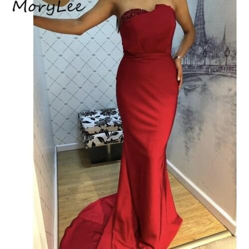 Prom Dresses Red Sweetheart Sleeveless High Quality Satin Crystal Beaded Prom Dresses Zipper Back vestidos de fiesta de noche