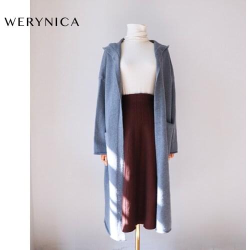 Werynica Spring Sweater Cardigans Women Hooded Korean style cardigan Open Stitch Loose Sweater Jacket Female loose Knitted Coat