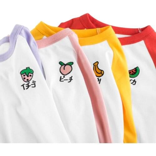 Girls Funny T-shirt Pattern for Fruit Clothes Child Long-sleeved Autumn Tshirt 100% Cotton Tops for Baby Kid 2 4 6 8 10Y