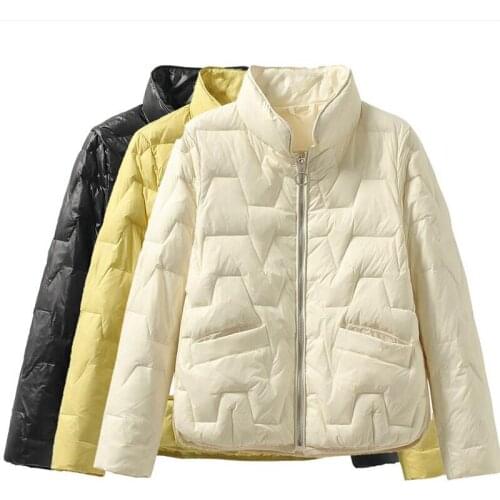 2021 Autumn Winter Women Down Jacket Ultra Light 90% White Duck Down Coat Jacket Long sleeve Warm Windproof Parkas