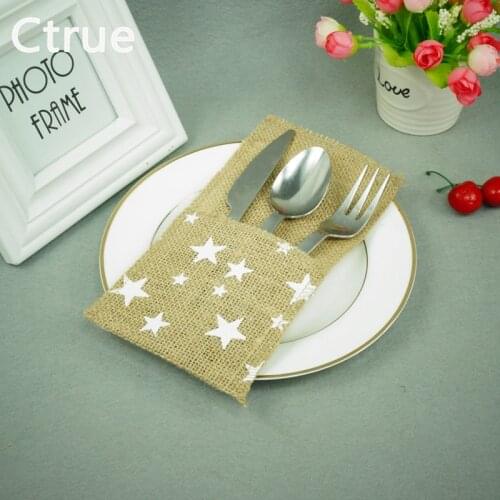 10PCS 4"x8" Jute Hessian Cutlery Pocket Burlap Utensil Bag Rustic Wedding Knife and Fork Organizer Cutlery Holder