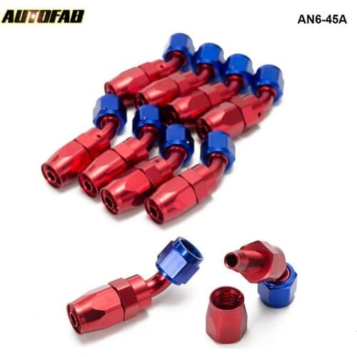 10PCS/LOT 45 Degree High Performance AN6 Hose End Fitting Aluminum Oil cooler hose fitting AN6-45A