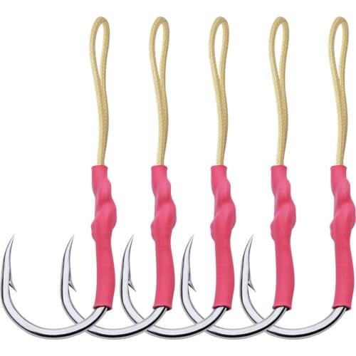 10pc 1/0-13/0 Strong Stainless Steel Jig Hooks Assist Bait Fishing Hooks With PE Line Jig Big Fishing Hook Saltwater Fish Hooks