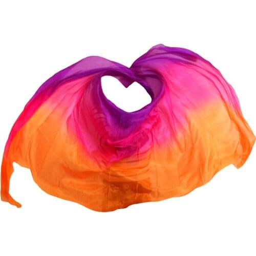 100% Silk high quality 1 pc dance veils handmade natural silk belly dance veil purple+rose+orange 250*114 cm dance accessories