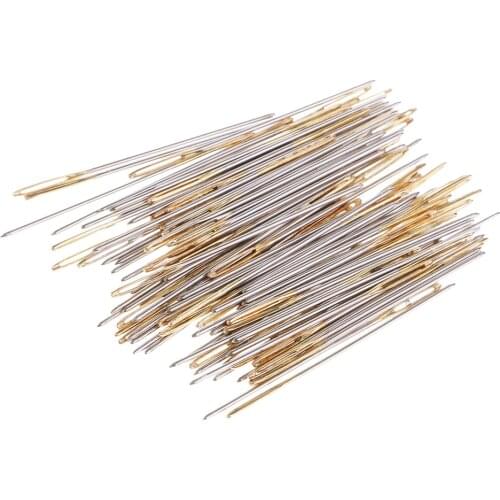 100pcs Sliver Gold Large-Eye Needles Embroidery Cross Stitch Needle Tool 24