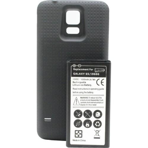 1x 6500mAh S5 Extended Battery + Back Cover For Samsung Galaxy S5 SV I9600 I9602 SM-G900T G900F G900V G900P G900A S5 Neo G903