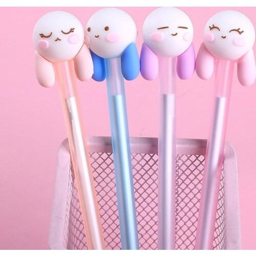 48 pcs/lot Creative Rabbit Gel Pen Cute 0.5mm black ink Signature Pen School Office writing Supplies Promotional Gift