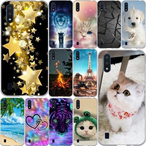 5.7 " For Samsung Galaxy A01 Phone Case Soft TPU Protective Back Cover A01 SM-A015F/DS Bumper Coque Cute Cat Cartoon Patterned