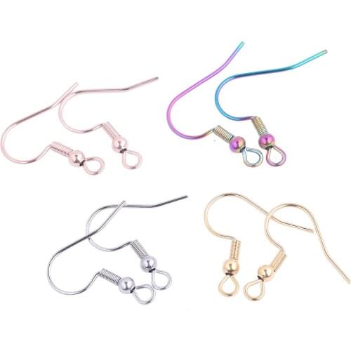 50pcs Stainless Steel 316 Earring Hooks Hypo Allergenic For Jewelry Making Rose Gold Plated Diy Ear Wire Findings