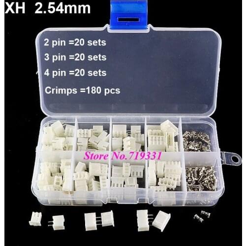 60 sets Kit in box 2p 3p 4 pin 2.54mm Pitch Terminal / Housing / Pin Header Connector Wire Connectors Adaptor XH2P Kits