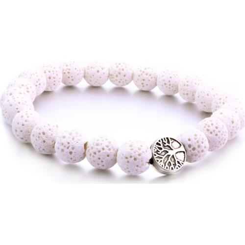 8MM Colourful Lava Stone Bead Tree Of Life Bracelet Diy Aromatherapy Essential Oil Diffuser Bracelet For Women Jewelry