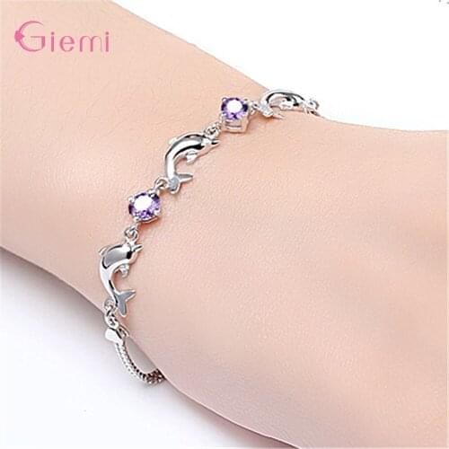 925 Sterling Silver Fashion Friendship Charm Bracelet For Women Girls CZ Crystal Designer Jewelry Wholesale