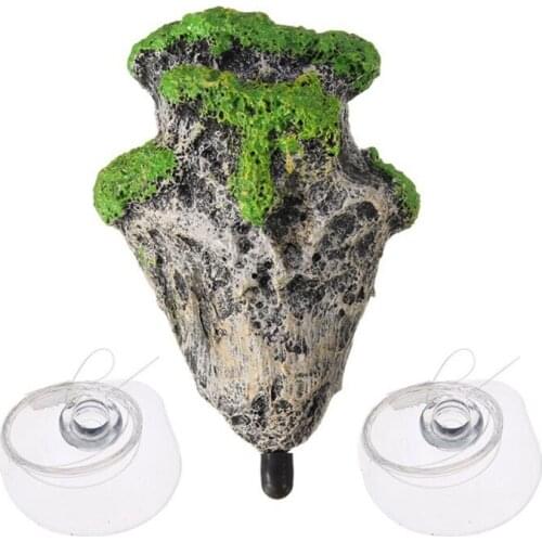 Fish Tank Rocks Floating Moss Stone with Suckers Aquarium Fish Tank Stones Decoration Artificial Resin Rock Three Sizes