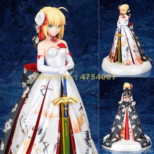 Anime alter fate/stay night saber arutoria white kimono dress light base pvc action figure collection 27cm Toy