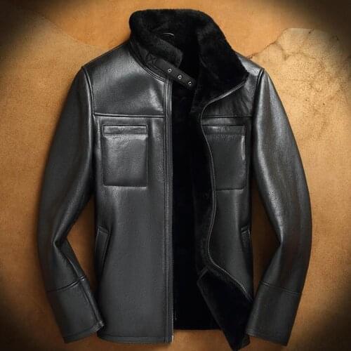 B3 Jacket Original Flying Jacket 2018 New Fashion Black Mens Shearling Leather Jacket