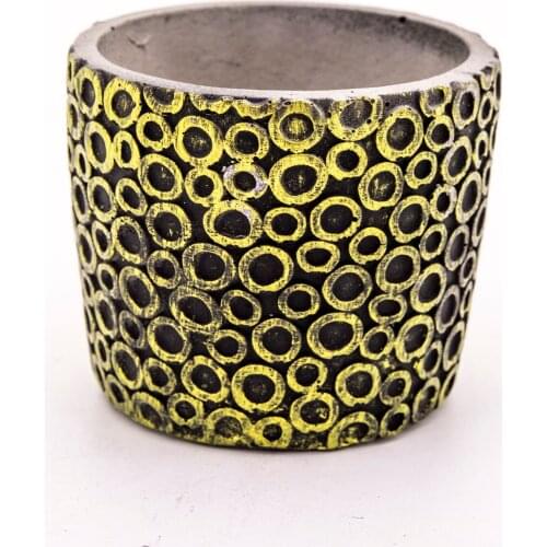 Veramaya Ring Pattern Dore Concrete Pot 14,5x12,5 Cm