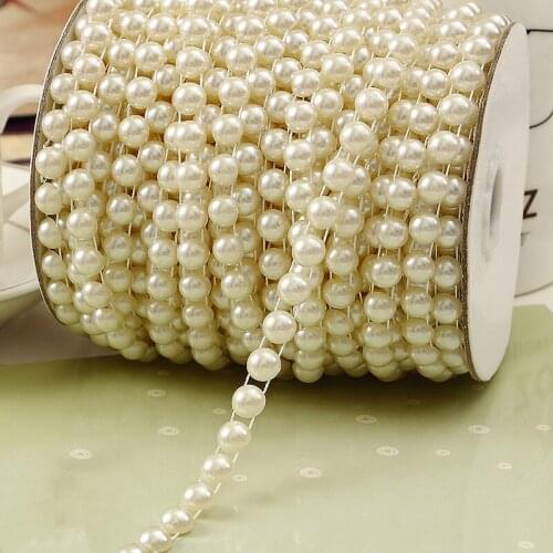 0.5m ABS Imitation Pearl Beads Chain Trim for DIY Jewelry Making Dress Costume Applique Crafts Accessories Wedding Party Decor
