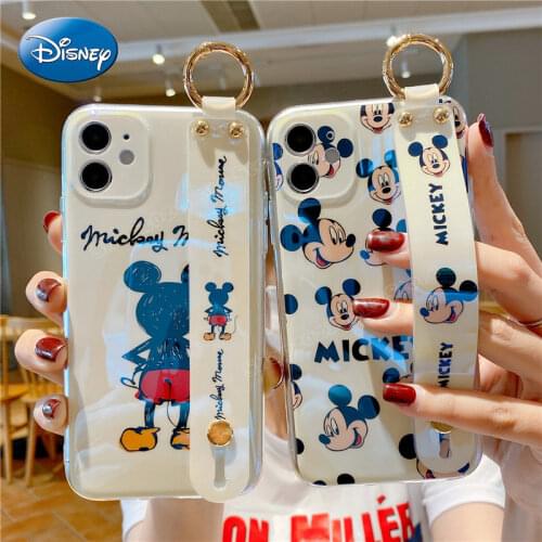 Disney Mickey Phone Case for IPhone 7 8 Plus SE2 X XS Max XR 11 Pro Max 12 Pro Max Mini Wristband Phone Back Cover Cartoon Shell