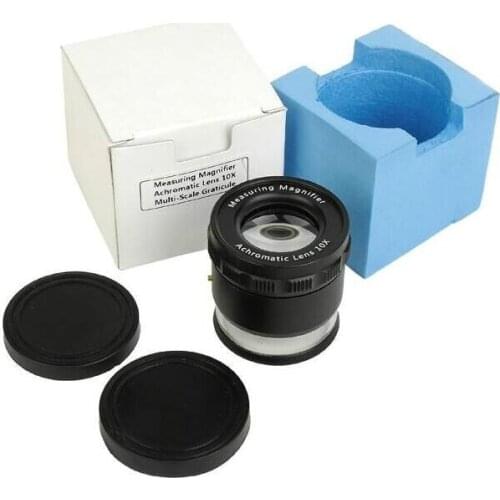 8 LED Illuminated Cylinder Loupe 10X Cylindrical Magnifier 0.1mm Scale Measuring Magnifying Glass