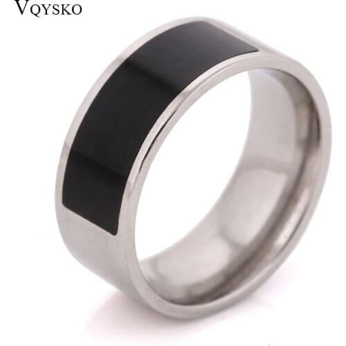 Black Enamel Stainless Steel Fashion Men Women Ring for Wedding Party Accessories Jewelry Wholesale Multi Size