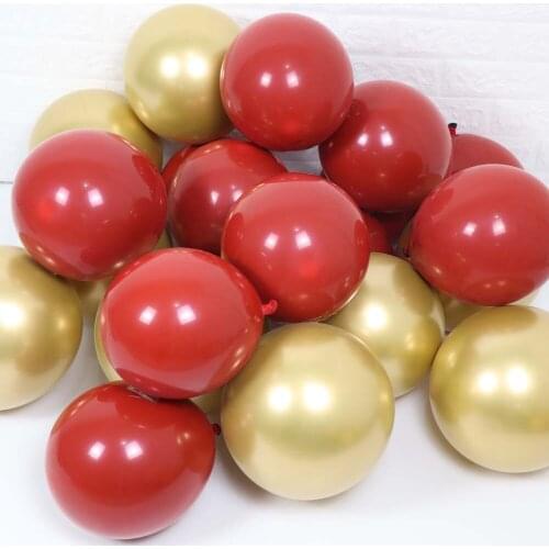 10pcs 20pcs 30pcs 10inch Ruby Red Glossy Metal Pearl Latex Balloons Chrome Metallic Gold Wedding Party Decorations New Year