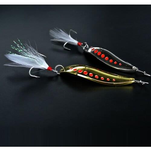 Metal Spinner Spoon Fishing Bass Lure Hard Baits Sequins Noise Paillette Feather Treble Hook Tackle 10/15/20/25/30g
