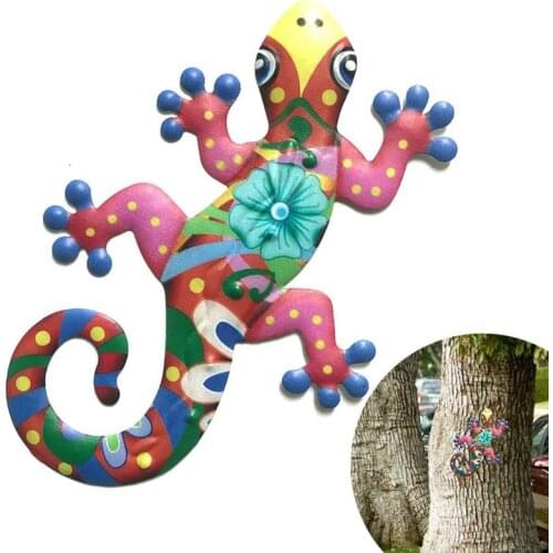 Metal Gecko Wall Art Decoration Simulation Small Metal Butterfly Lizard Sculptures Dragonfly Outdoor Home Garden Fence Ornaments