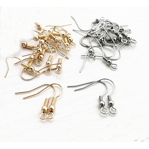Mibrow 50pcs/lot 316L Stainless Steel Earring Wire Hooks Hypoallergenic French Ball Coil Fish Hook Clasps for DIY Jewelry Making