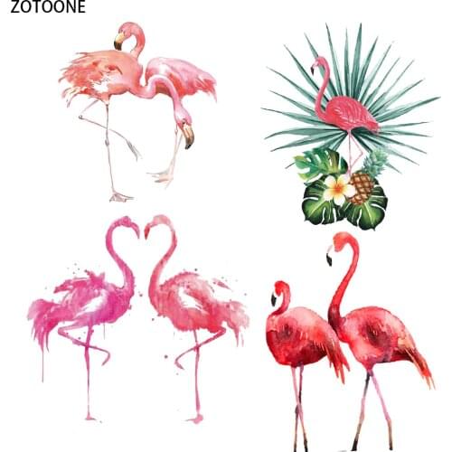 ZOTOONE Fashion Flamingo Patches for Clothing DIY Applications Iron on Heat Transfer Patch Applique on Clothes Thermo Stickers E