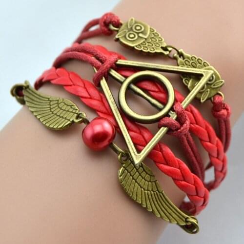 Fashion jewelry wing owl leather multilayer Charm bracelet factory price for woman cartoon