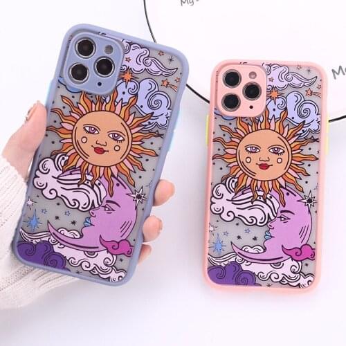 Fashion Clear Frosted TPU Back 3D Sun Moon Cartoons for iPhone 11 12 Pro MAX XS MAX XR 7 8 Plus Soft Bumper Silicone Slim Case