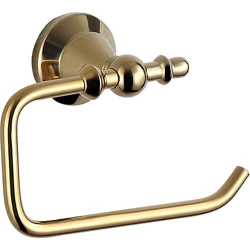 Luxurious Gold Solid Brass Bathroom Hardware Set Bathroom Accessories Toilet Paper Polish Gold Toilet Paper Holder