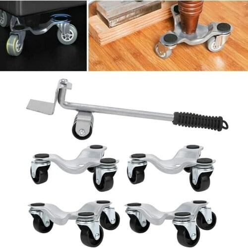 5Pcs Furniture Slider Mover & Lifter Tool Kit Easy Moving System Roller Riser Roller Transport Trolley for Bulky & Heavy Loads