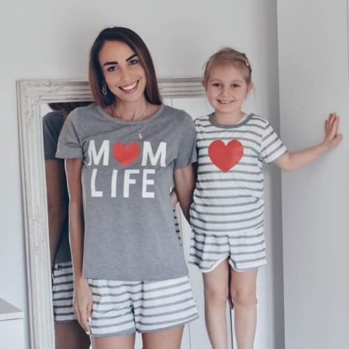 PatPat New Family Heart Pattern Stripe Matching Pajamas Set(Flame Resistant)