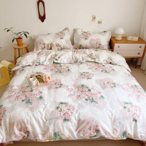 New 100% Cotton Floral Princess Luxury Bedding Set Soft Silky Single Double Duvet Cover Set Bed Sheet Pillowcases Home Textiles