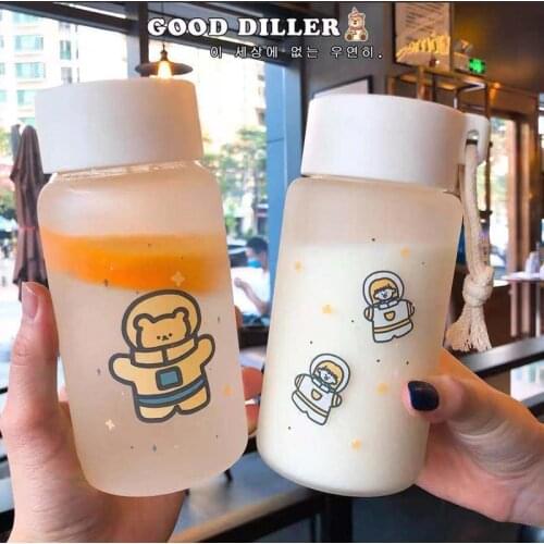 500Ml Astronaut Plastic Water Bottle BPA Free Creative Frosted Water Bottle With Portable Rope Cute Carton Shaker Travel Tea Cup