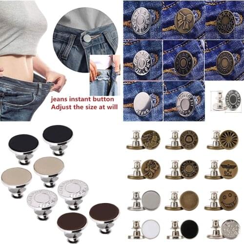 Adjustable Detachable Jeans Pin Buttons Snap Nail Sew-Free Buckle For Thin Waist DIY Cloth Pants Garment Accessories