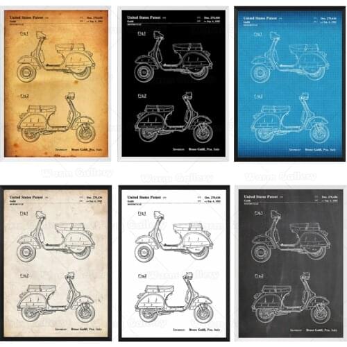 Roller 1983 Moped Wand Patent Blaupause Poster Leinwand Malerei Druck Wand Décor Bedside Background