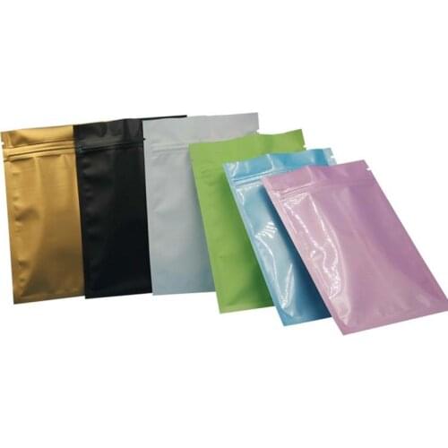 Pink/Gold/Green/black color Metallic Mylar ziplock bags flat bottom Black Aluminum foil small zip lock plastic bags 1000pcs/ lot