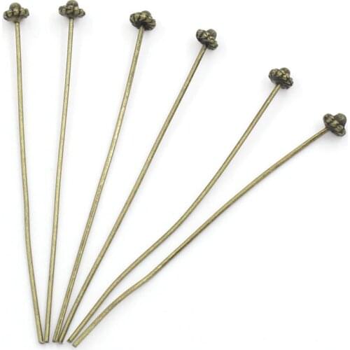 Zinc metal alloy Ball Head Pins Antique Bronze 5.2cm(2") long, 0.7mm ( gauge), 4 PCs